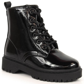 Bottes isolées laquées noires Vinceza noires pour fille