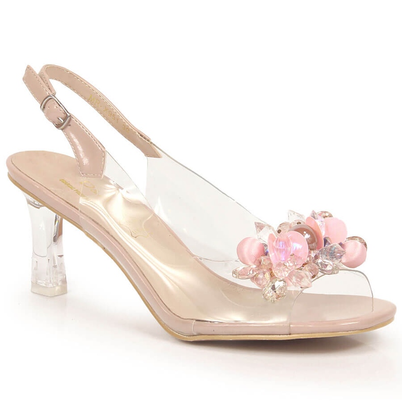 D&A Sandales transparentes à talons hauts avec perles DA roses incolore D&A Sandales transparentes à talons hauts avec perles DA roses incolore