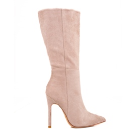 Bottes à talons hauts pour femmes beiges