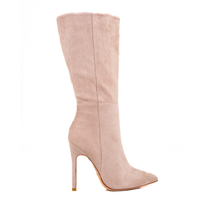 Bottes à talons hauts pour femmes beiges