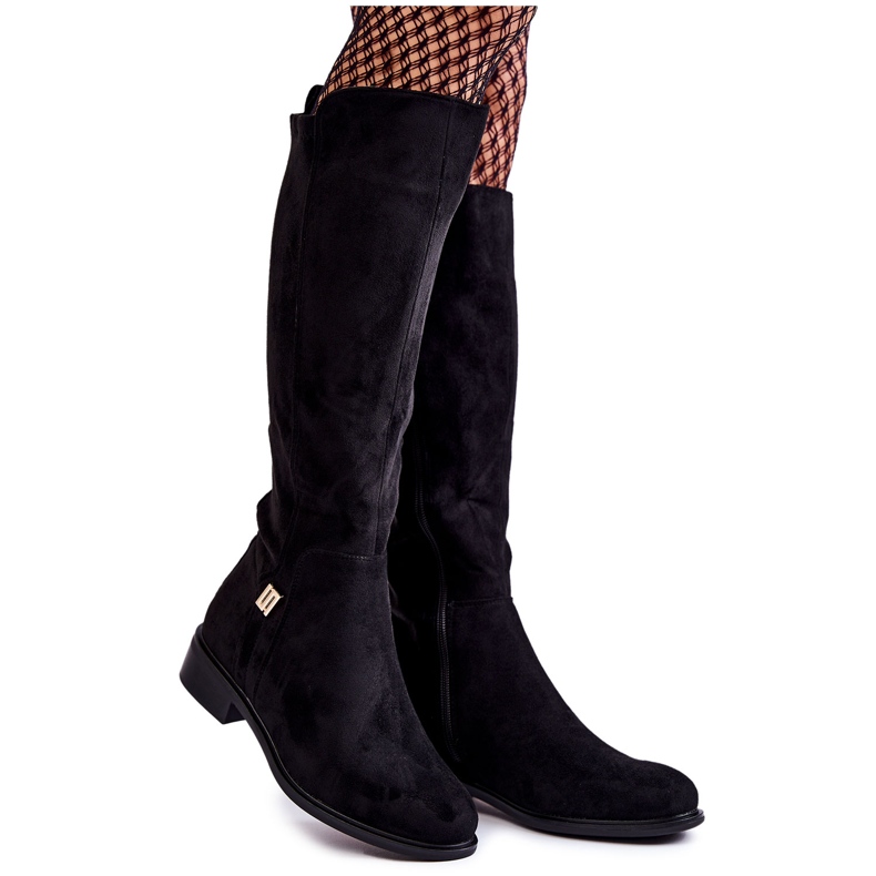 S.Barski Bottines Plates Daim Noir Giulia le noir