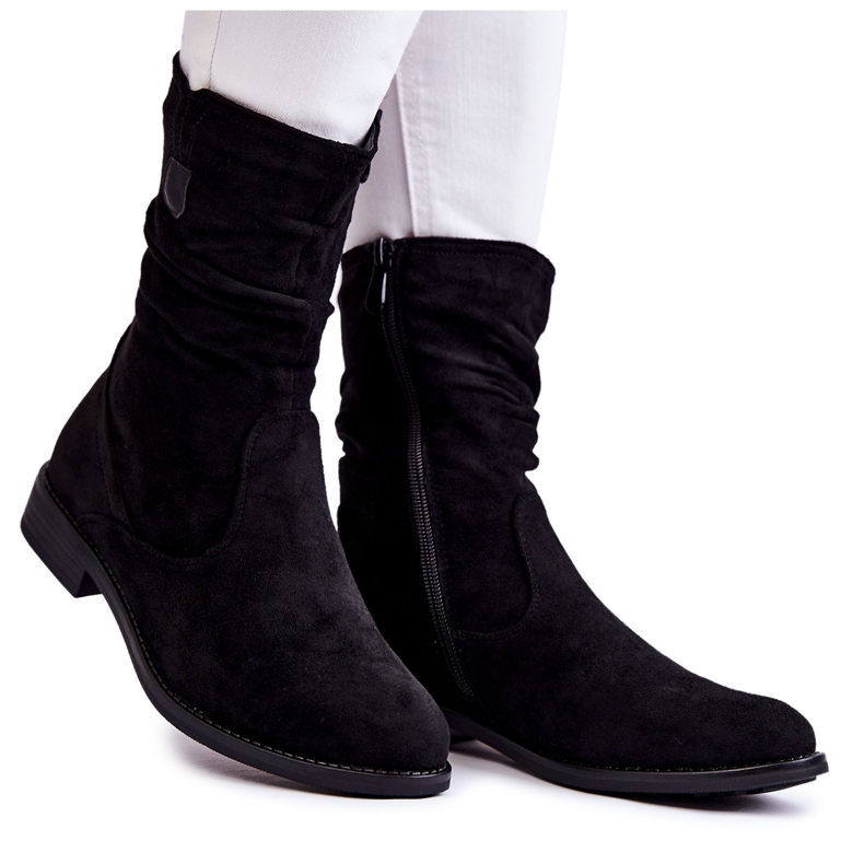 S.Barski Bottes en daim froissé pour femmes Noir Joanne le noir