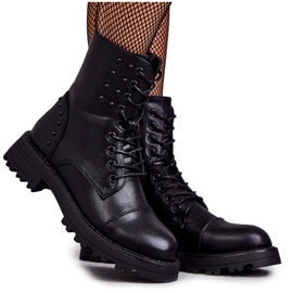 PJ1 Bottes En Cuir À Clous Noir Palmira le noir
