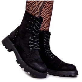 Bottines Palmira en daim noires à clous le noir