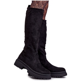 PE1 Bottes mi-bas chaudes noires pour femmes Helma
