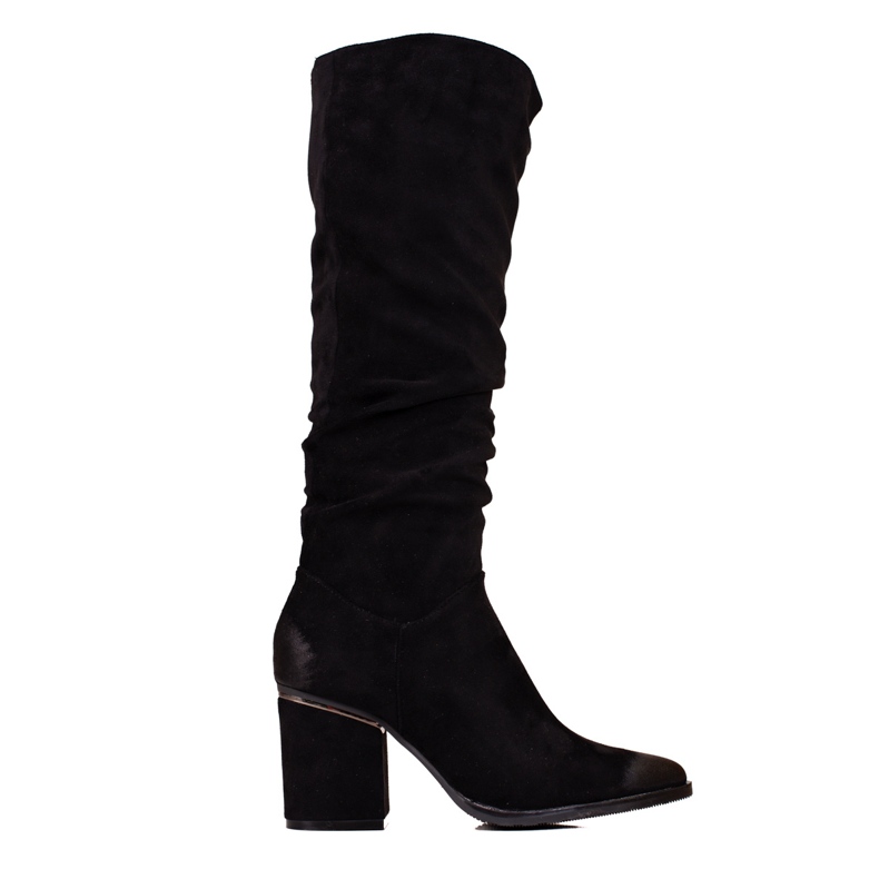 W. Potocki Bottes en daim pour femmes sur le poteau Potocki avec une tige à volants le noir