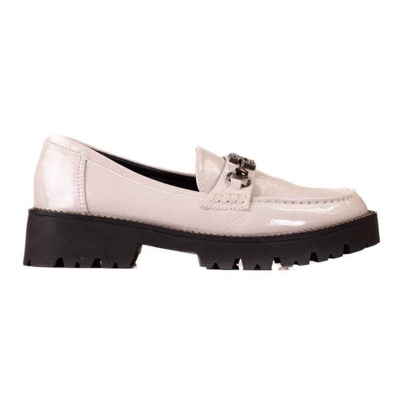 Mocassins femme laqués sur semelle épaisse Shelovet beige
