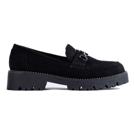 Mocassins femme en daim sur semelle épaisse Shelovet noir le noir