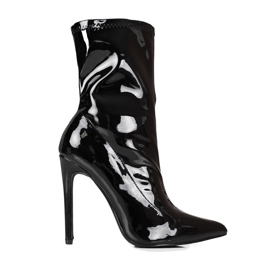 Bottes pour femmes à talon haut Shelovet en cuir verni noir