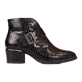 Vinceza Bottes pour femmes sur un poteau bas Shelovet avec une boucle le noir