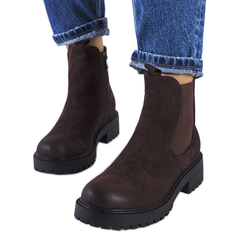 Bottines en éco-daim marron Ecrin brun