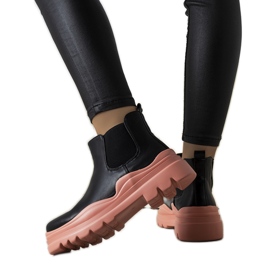 Bottes noires sur la plateforme Tausel rose le noir Bottes noires sur la plateforme Tausel rose le noir