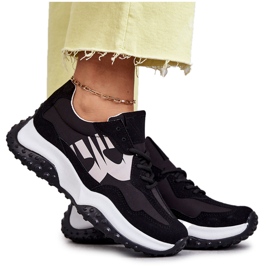 Vinceza Chaussures de sport femme nouées noires Tolea