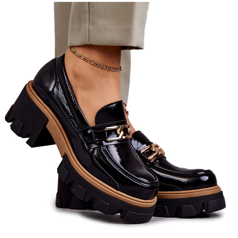 PL5 Escarpins Laqués Ornement Doré Lurdes Noir le noir