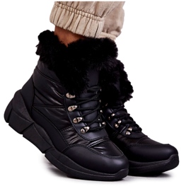PE1 Bottes de neige à lacets pour femme Noir Anna