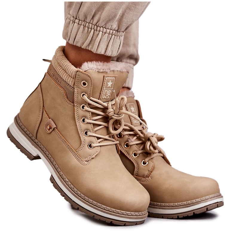 PE1 Bottes Chaudes Femme Trappers Beige Foncé Liv