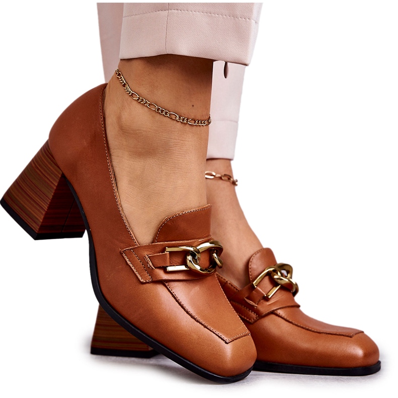 Escarpins Cuir Avec Chaîne Laura Messi 2514 Camel brun Escarpins Cuir Avec Chaîne Laura Messi 2514 Camel brun