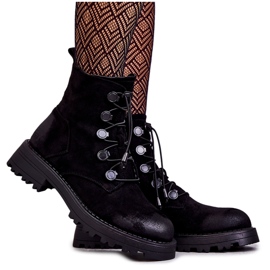 Bottes Chaudes Femme En Daim Avec Côtelé Noir Helia