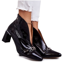 Bottes en cuir sur un poteau Maciejka Noir 05262-01 le noir