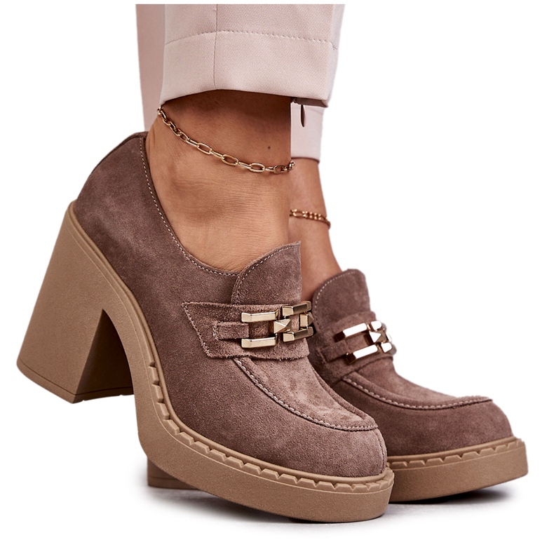 PL5 Chaussures en daim sur un poteau massif Beige Jaime