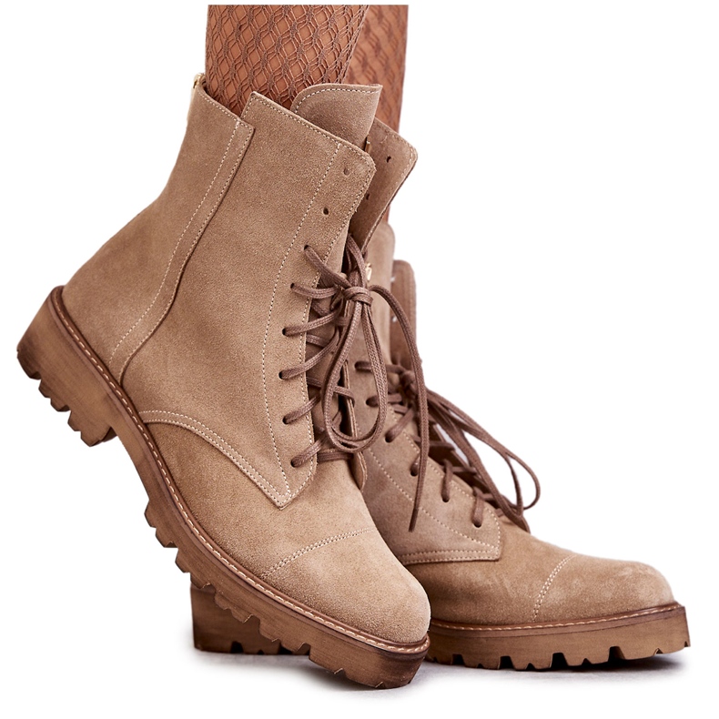 Bottines en daim à fermeture éclair Nicole 2754 Beige brun
