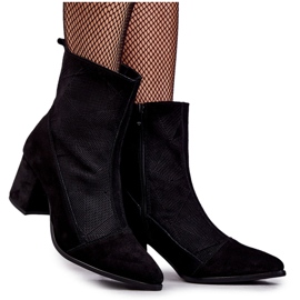 Bottes en daim pour femmes à talons hauts Nicole 2757 Noir le noir