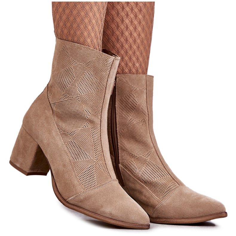 Bottes à talons hauts en daim pour femmes Nicole 2757 Beige
