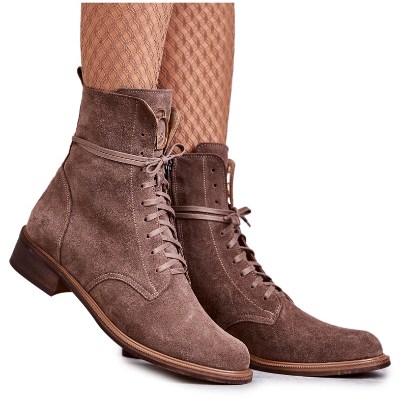 Bottines en daim à lacets avec ornement nicole 2750 marron brun Bottines en daim à lacets avec ornement nicole 2750 marron brun