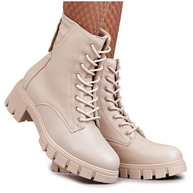 Vinceza Bottes En Cuir Avec Une Fermeture Éclair Beige Tonje brun