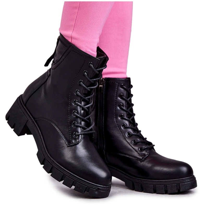 Vinceza Bottes en cuir sur fermeture éclair tonje noire le noir