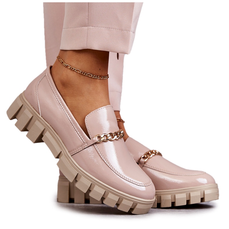 Sergio Leone Chaussures laquées avec une chaîne Beige Anne Sergio Leone Chaussures laquées avec une chaîne Beige Anne