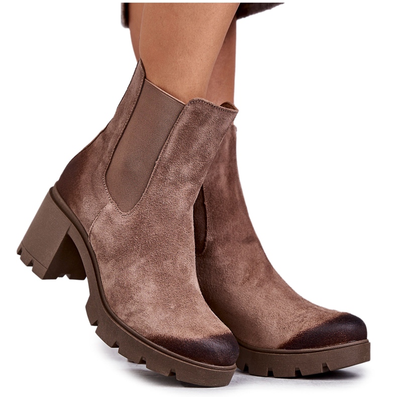 Bottes à plateforme en daim pour femmes Beige Martine