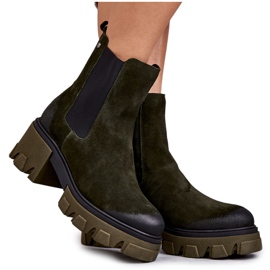 Bottes pour femmes en daim sur la plateforme kaki Hilde vert