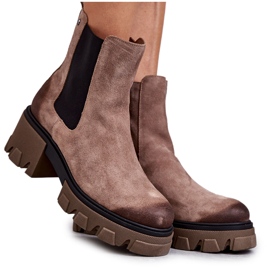Bottes à plateforme en daim pour femmes Beige Hilde brun