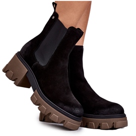 Bottes à plateforme en daim pour femmes noires Hilde le noir