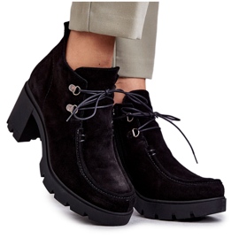 Bottines en daim pour femmes nouées noires Marianne