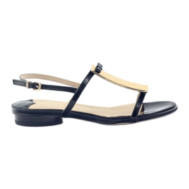 Sandales pour femmes en or Sagan 2698 décoration le noir