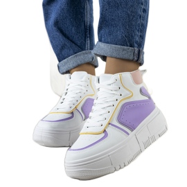 Baskets montantes blanches et violettes Zetta