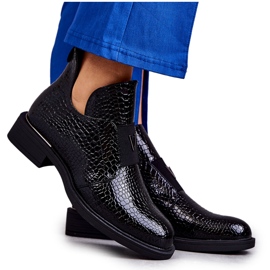 Vinceza Boots laquées à découpes sur talon plat Noir Eunice le noir