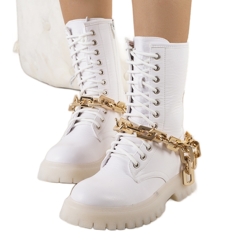 Bottines blanches avec chaîne Curiti