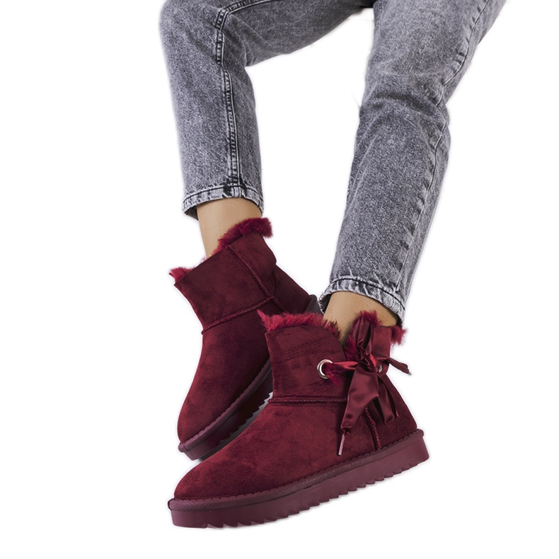 Bottes de neige bordeaux avec nœud Lachance rouge