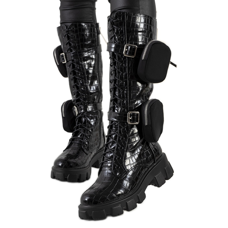 Bottes hautes noires avec sachet Peralta le noir Bottes hautes noires avec sachet Peralta le noir