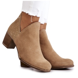 PL5 Bottines en cuir pour femme à talon Camel Larsa brun