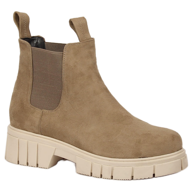Bottines femme en daim, isolées, beige, T.Sokolski