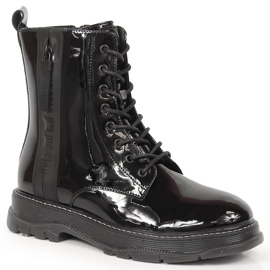 Bottes pour femmes en cuir verni noir avec isolation Big Star noire KK274489