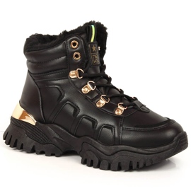 Bottes de neige plateforme femme avec fourrure noir NEWS