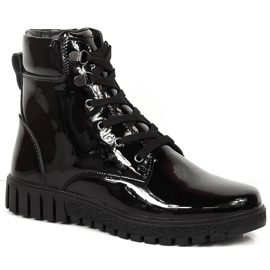 Bottines en cuir verni noir Filippo le noir