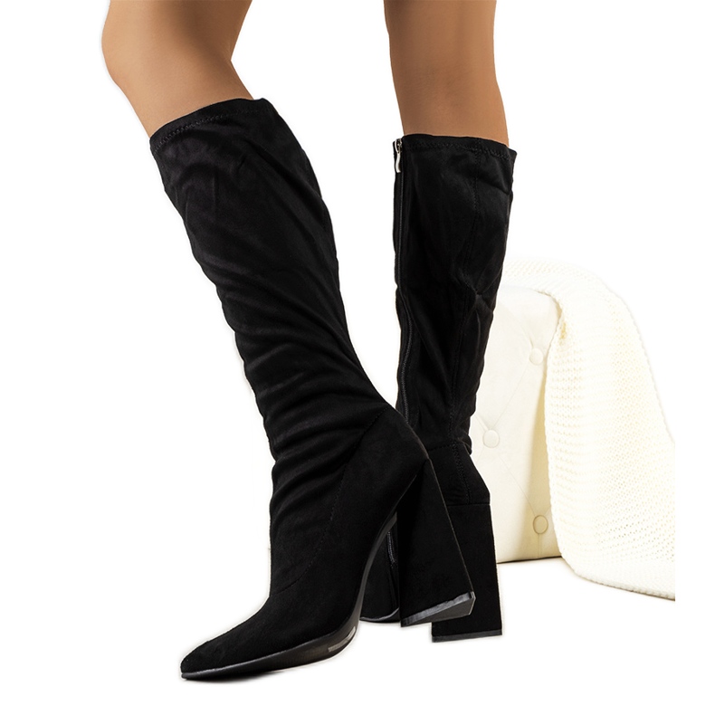 PA1 Bottes noires à talons de Teles le noir