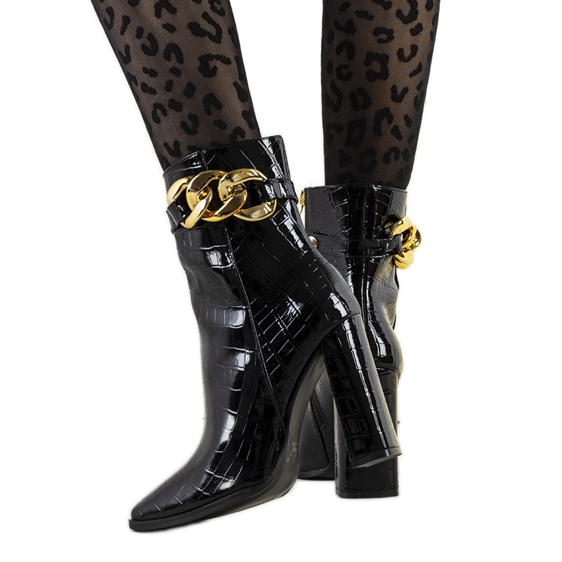 Bottes Aresla en cuir verni noir le noir