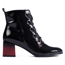 W. Potocki Bottes femme vernies à lacets Potocki noir